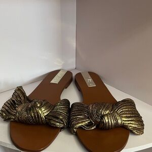 Zara Metallic Gold Knotted Sandals